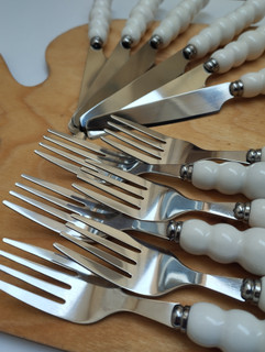 کارد و چنگال میوه خوری 6 نفره دسته سرامیکی برندABLLمدل مرواریدی ABLL knife